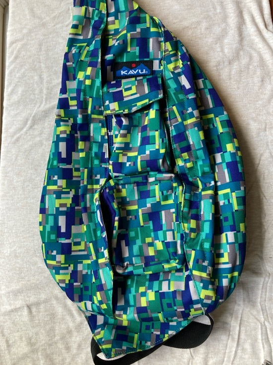 Kavu Geo-Print Sling Bag in Teal, Navy & Lime main image 7